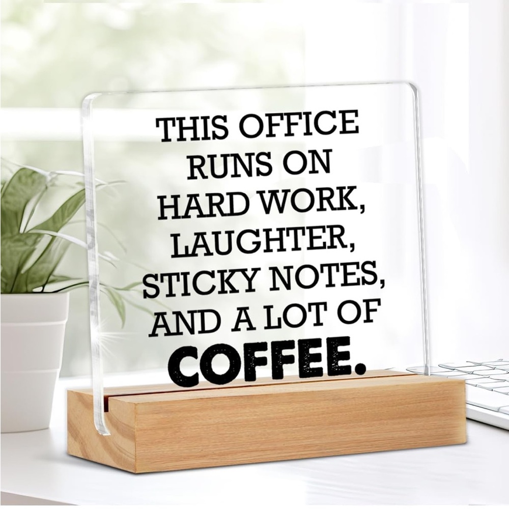 🛍️Acrylic Office Sign with Wooden Base